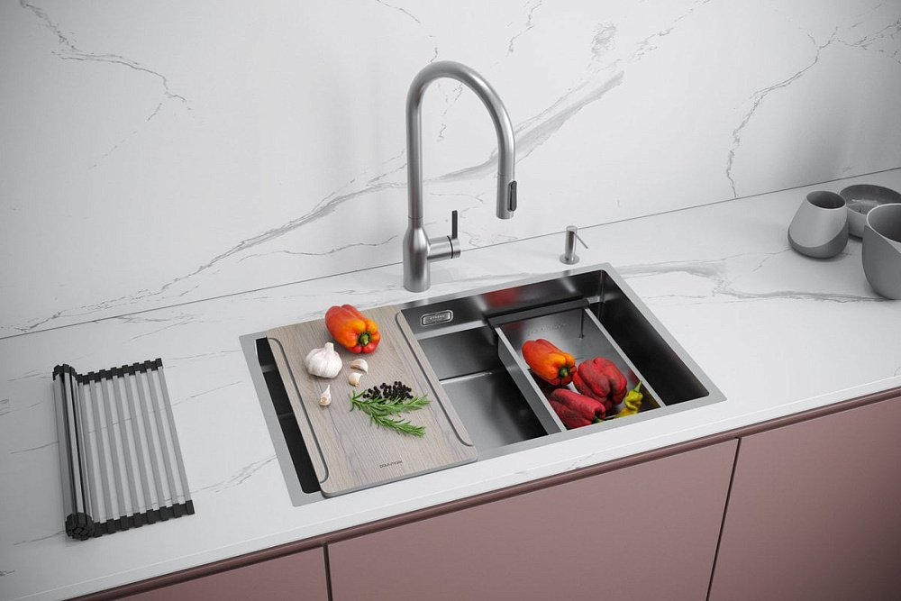 Мойка кухонная Paulmark Next-Multi Sink 74 UNI PM787445-BS брашированная нержавеющая сталь