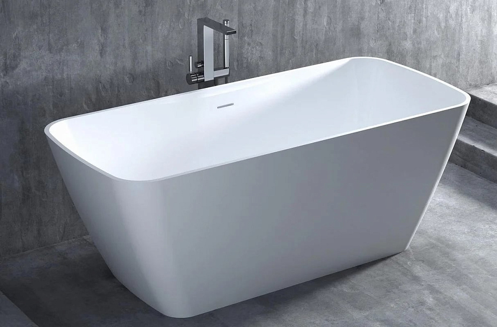 Ванна из искусственного камня Salini Agata S-Sense 180x80 см, отдельностоящая, белая, со сливом-пере