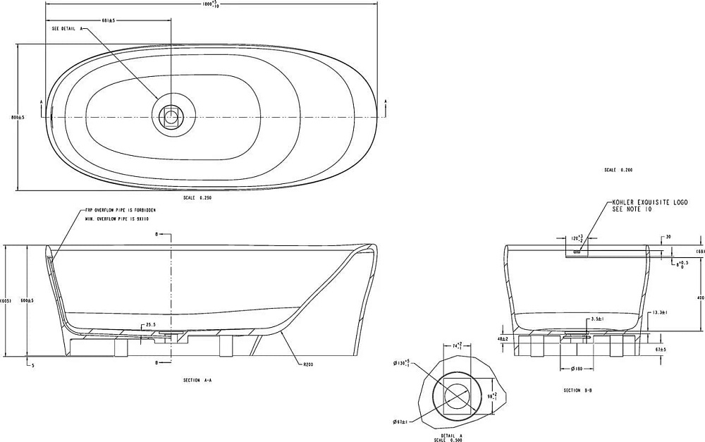 Ванна из искусственного камня Allen Brau Krion Neo XL 180x80 см, отдельностоящая, матовая белая, ова