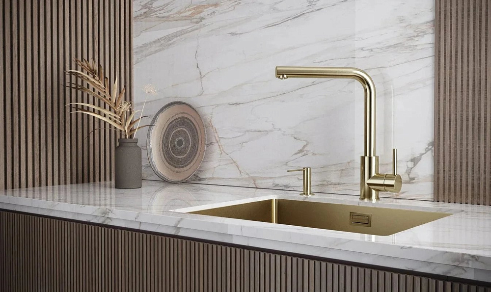 Смеситель для кухни Paulmark Twin Twin Tw213622-LG светлое золото