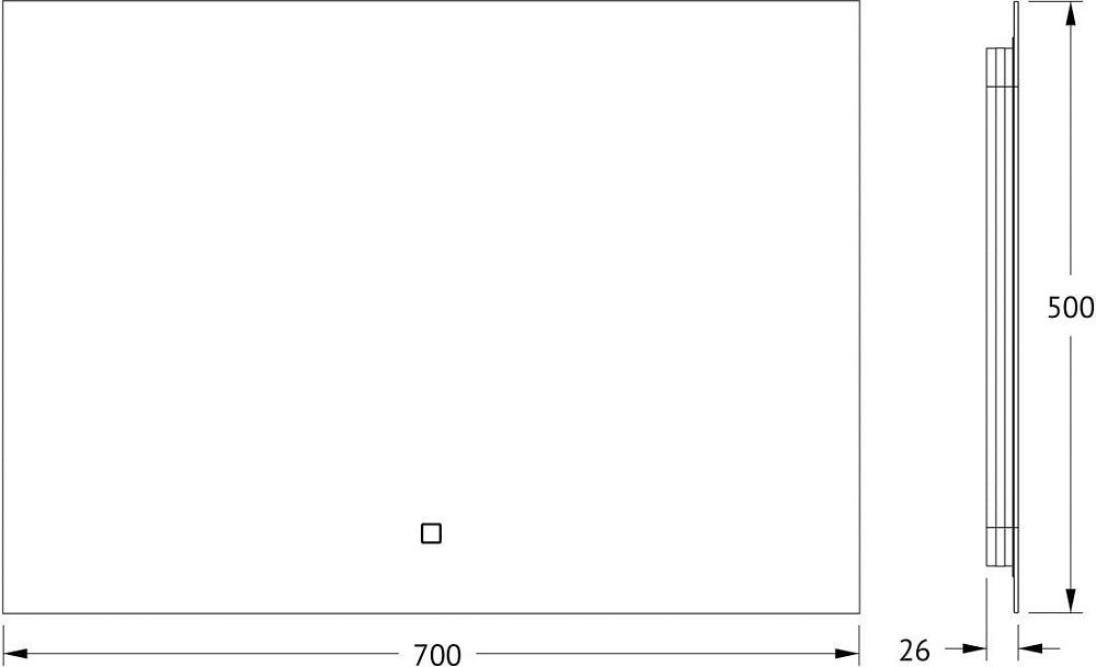 Зеркало Defesto Glow DF 2504SH 70х50 с LED-подсветкой, 4 500 K, сенсорный выключатель