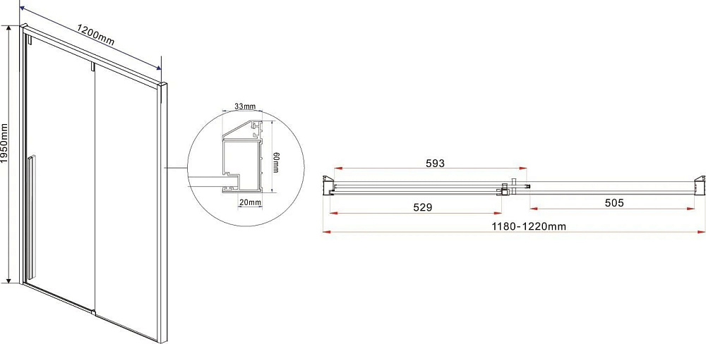 Душевая дверь в нишу Vincea Lugano VDS-1L120CL-1 120 см, профиль хром