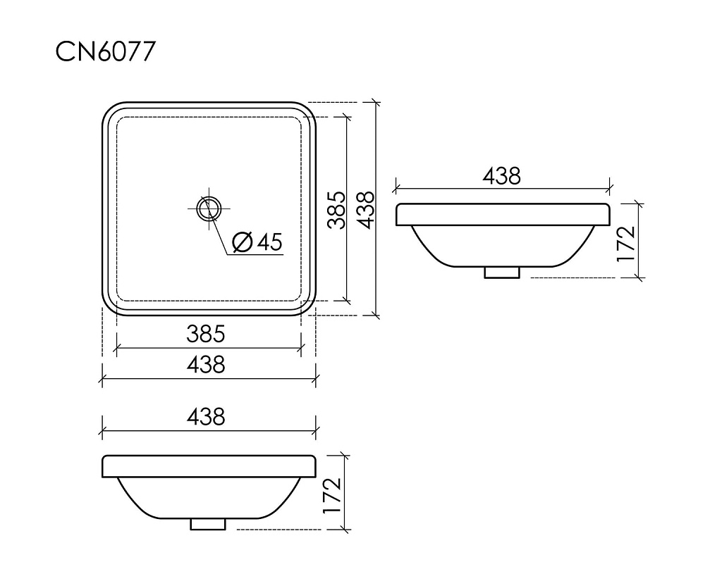 Встраиваемая раковина Ceramicanova Element CN6077 ,белый