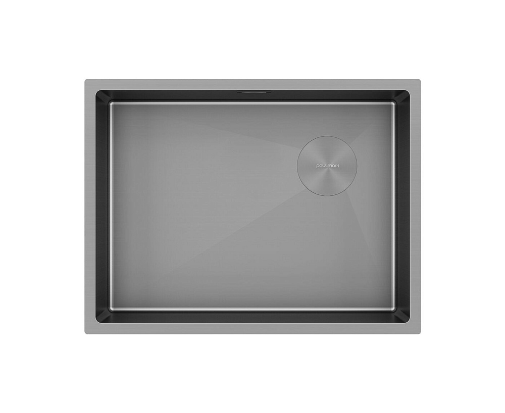 Мойка кухонная Paulmark Next-Skew 58 UNI, PM885844-GM-M, матовая вороненая сталь