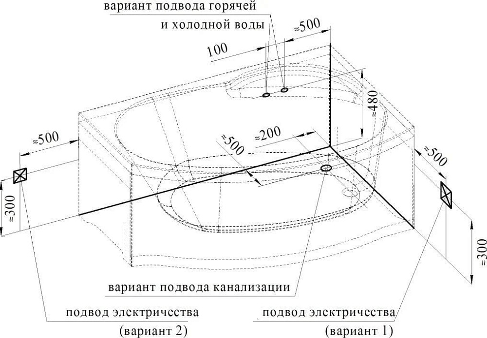 Акриловая ванна Radomir Vannesa Монти 150x105 см, правая, 2-01-0-2-1-213