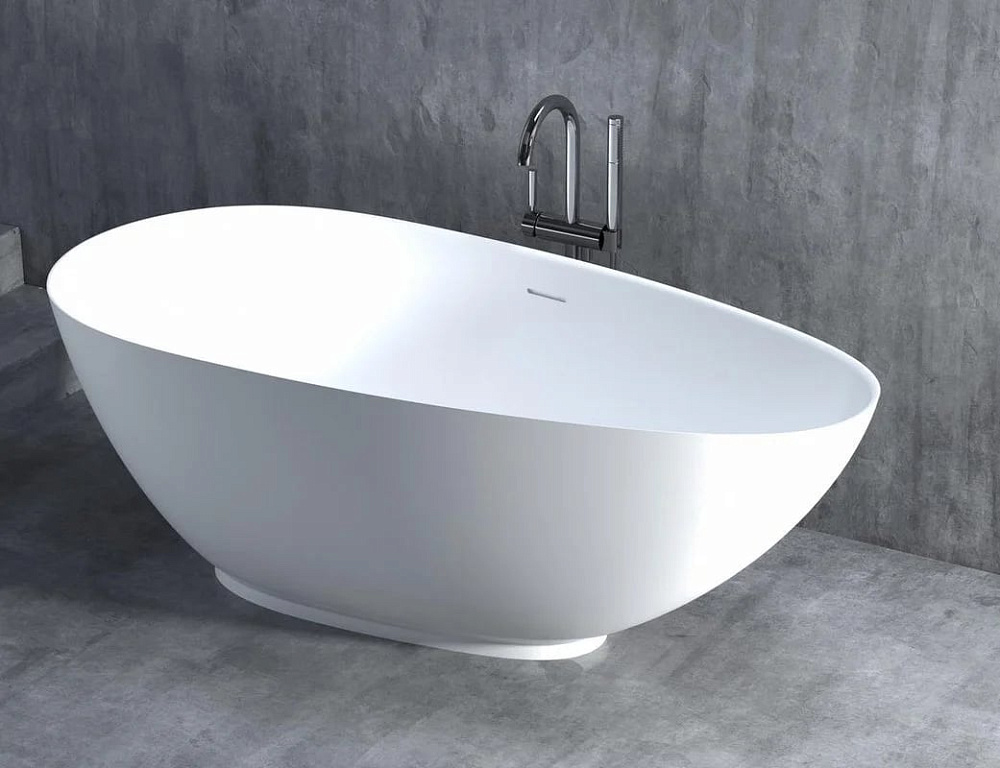 Ванна из искусственного камня Salini Paola S-Sense 160x75 см, отдельностоящая, белая, овальная, со с