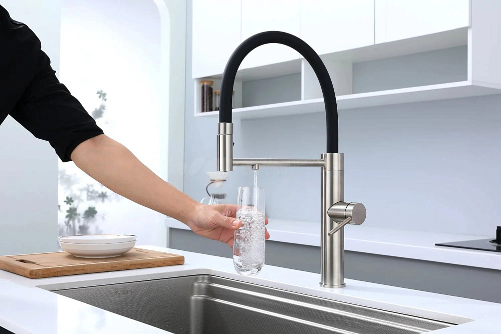 Смеситель для кухни Paulmark Ganymede Ga213199-BS с гибким изливом, брашированная сталь