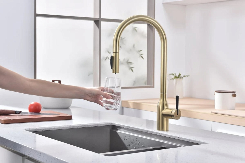 Смеситель для кухни Paulmark Universal Un213880-SBG светлое брашированное золото