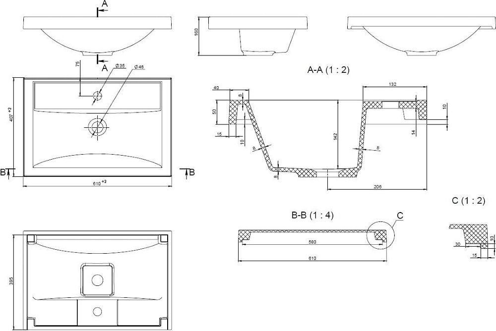 Мебельная раковина Uperwood Foster 60 белая