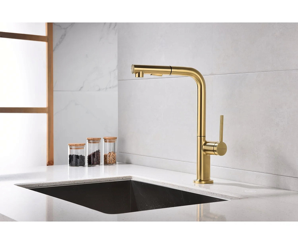 Смеситель для кухни Paulmark Neo Ne214419-LG, светлое золото