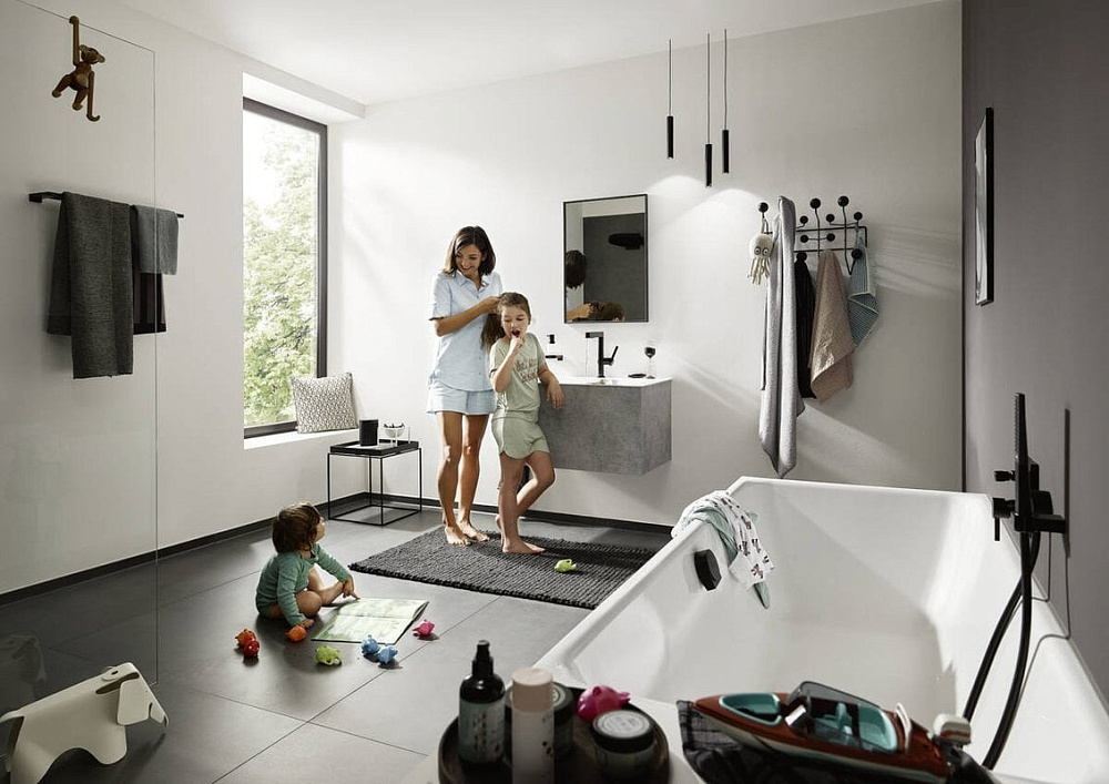 Смеситель для раковины Hansgrohe Finoris 230 76063670 матовый черный