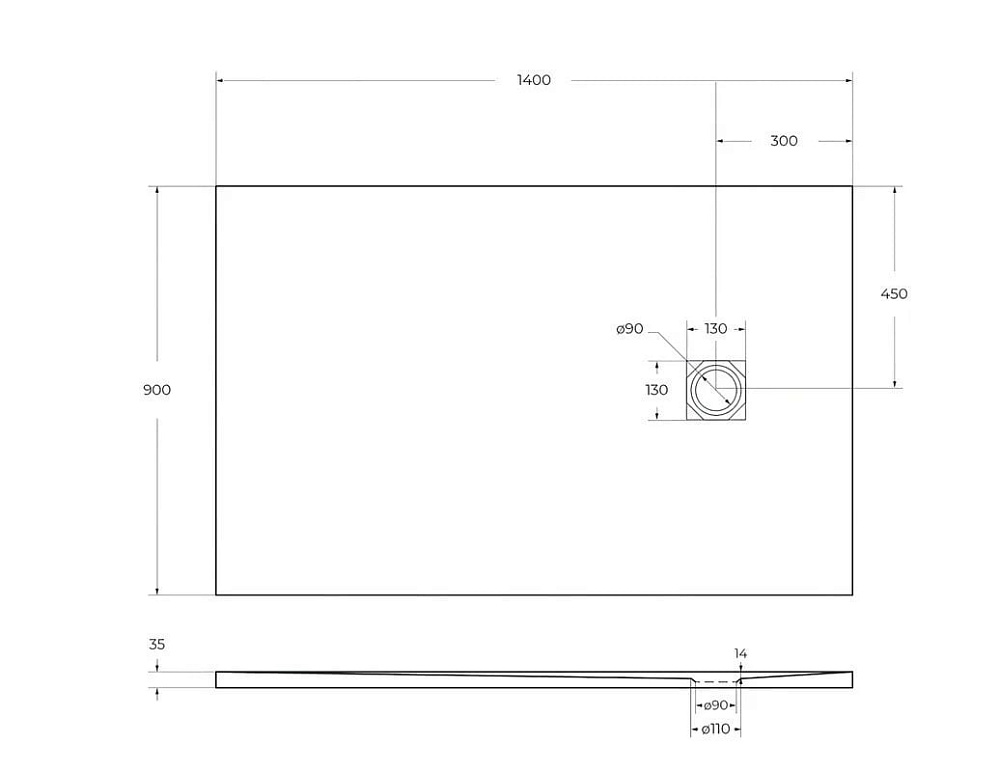 Поддон для душа BelBagno Uno TRAY-MR-UNO-AH-140/90-35-W-BO 140х90, белый, с сифоном