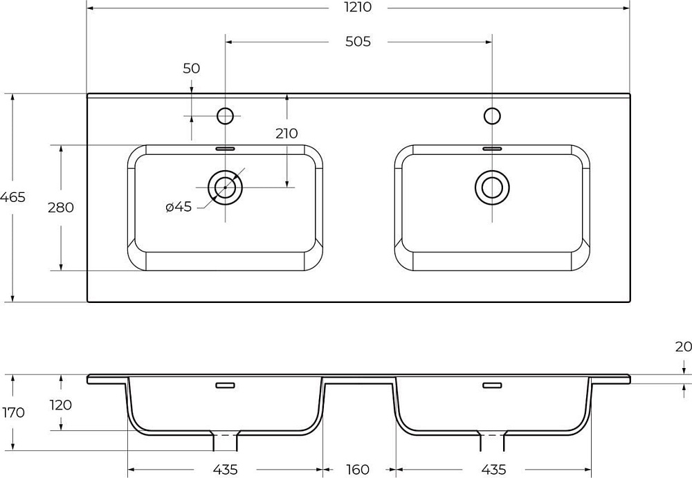 Мебельная раковина BelBagno BB1200-2-ETL 120