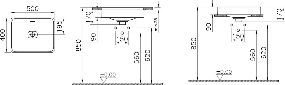 Накладная раковина VitrA Metropole 7534B003-0673 50 см, белая