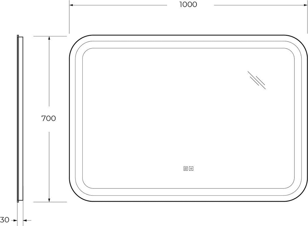 Зеркало Cezares Stylus 100х70 с подсветкой, с антизапотевателем