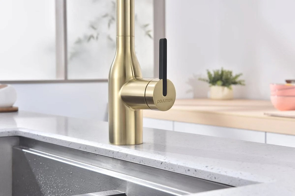 Смеситель для кухни Paulmark Magneto One Ma213188-LG, светлое золото