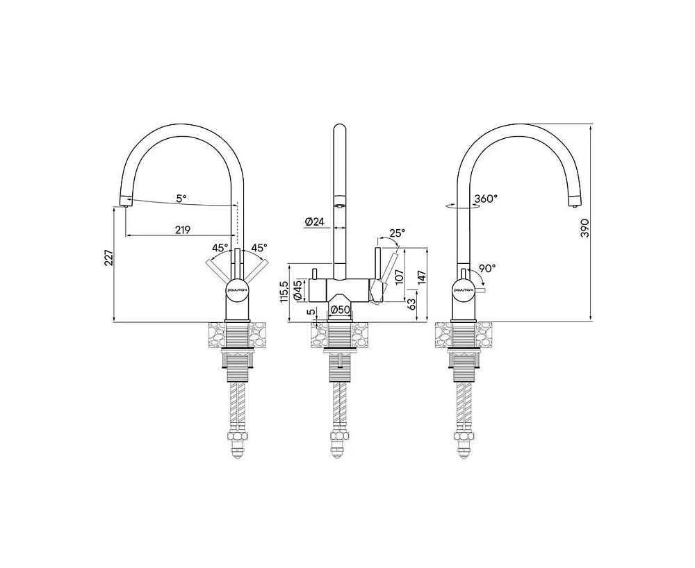 Смеситель для кухни Paulmark Heller He213218-BS брашированная сталь