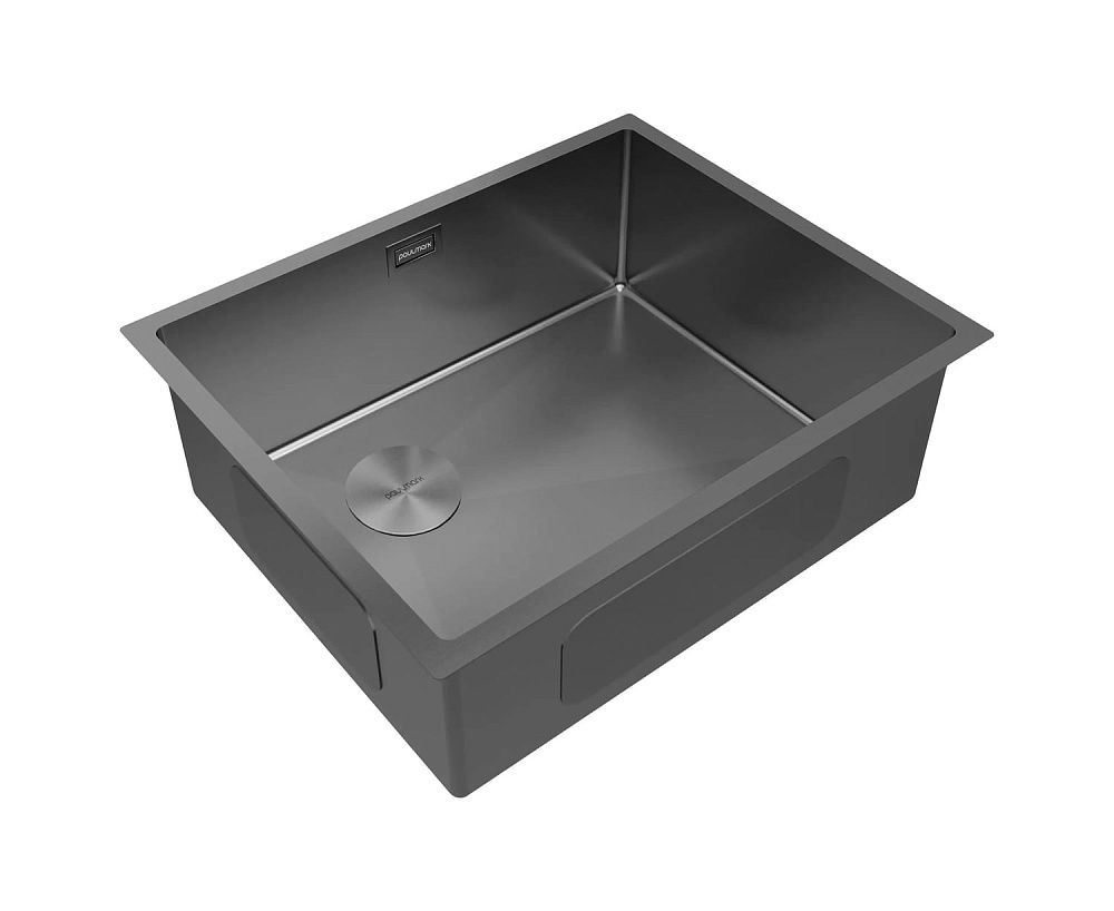 Мойка кухонная Paulmark Next-Skew 54-L UNI, PM885444-L-GM вороненая сталь
