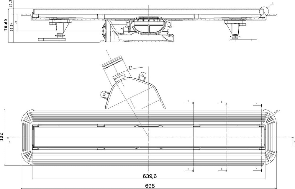 Душевой трап (лоток) BETTOSERB Frameless Line 650 Drain, матовый хром