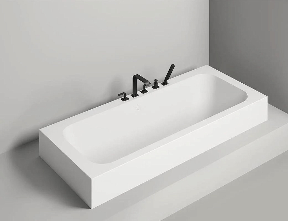 Ванна из искусственного камня Salini Orlanda Axis 190x80 см, встраиваемая, белая, на ножках