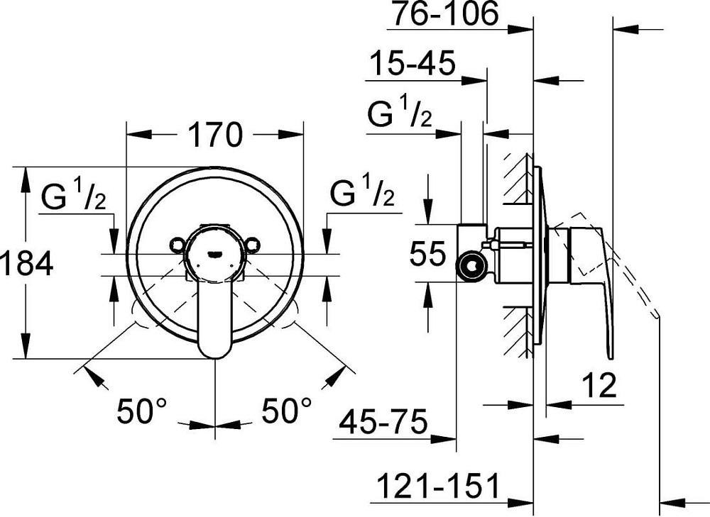 Встраиваемый смеситель Grohe Eurostyle Cosmopolitan 33635002 С ВНУТРЕННЕЙ ЧАСТЬЮ
