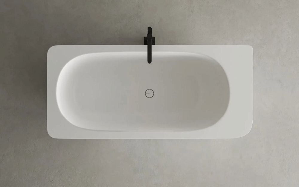 Ванна из искусственного камня Salini Ninfea S-Stone 180x80 см, отдельностоящая, матовая белая, со сл