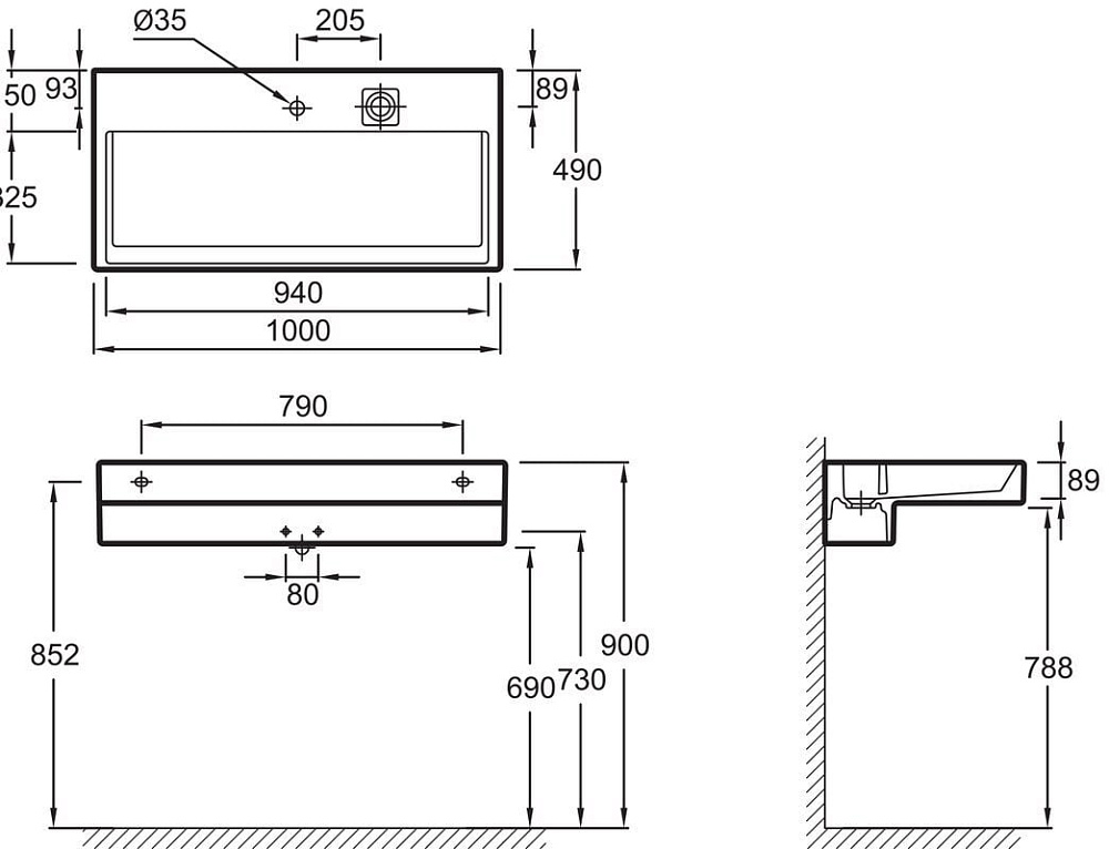 Мебельная раковина Jacob Delafon Terrace EXC9112 100 см с подсветкой