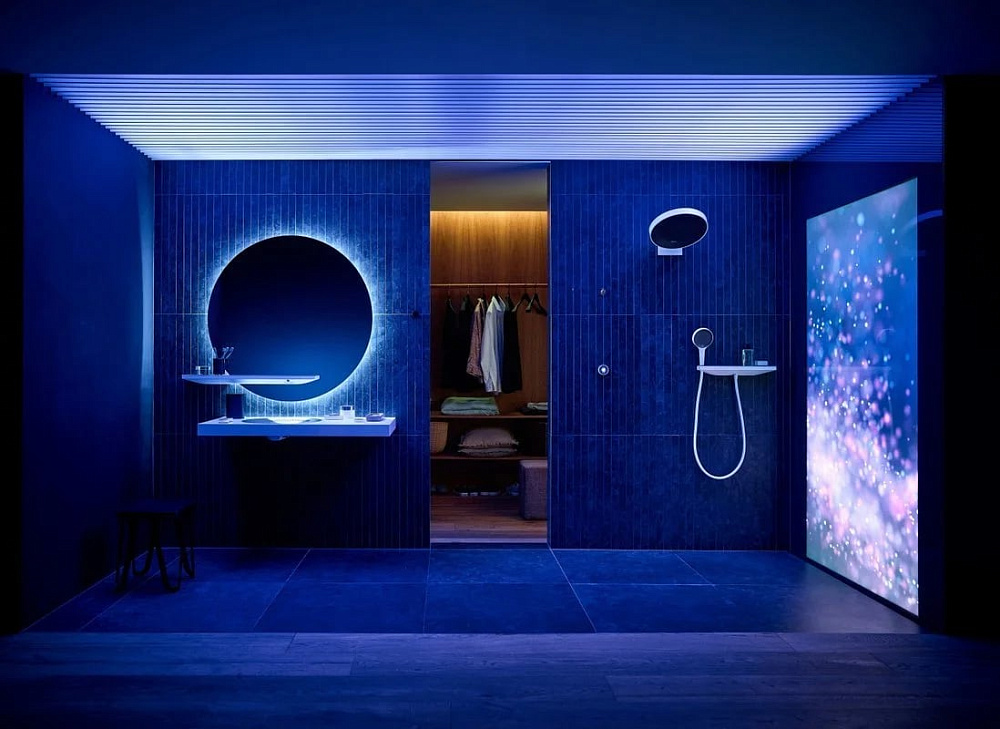 Шланговое подключение Hansgrohe Rainfinity Porter 500 26843700, с полкой и держателем
