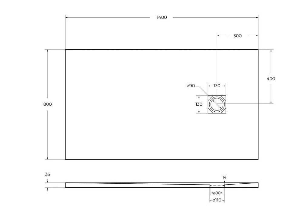Поддон для душа BelBagno Uno TRAY-MR-UNO-AH-140/80-35-W-NO 140х80, белый, с сифоном