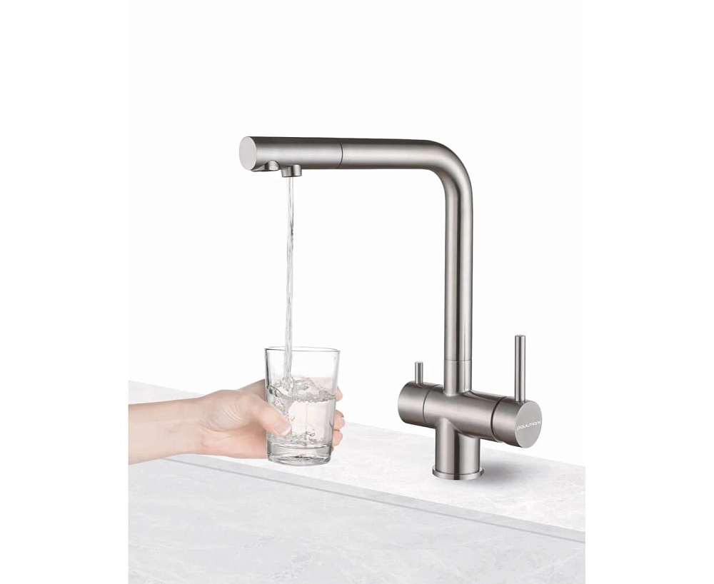 Смеситель для кухни Paulmark Skalen Sk213020-BS, брашированная сталь