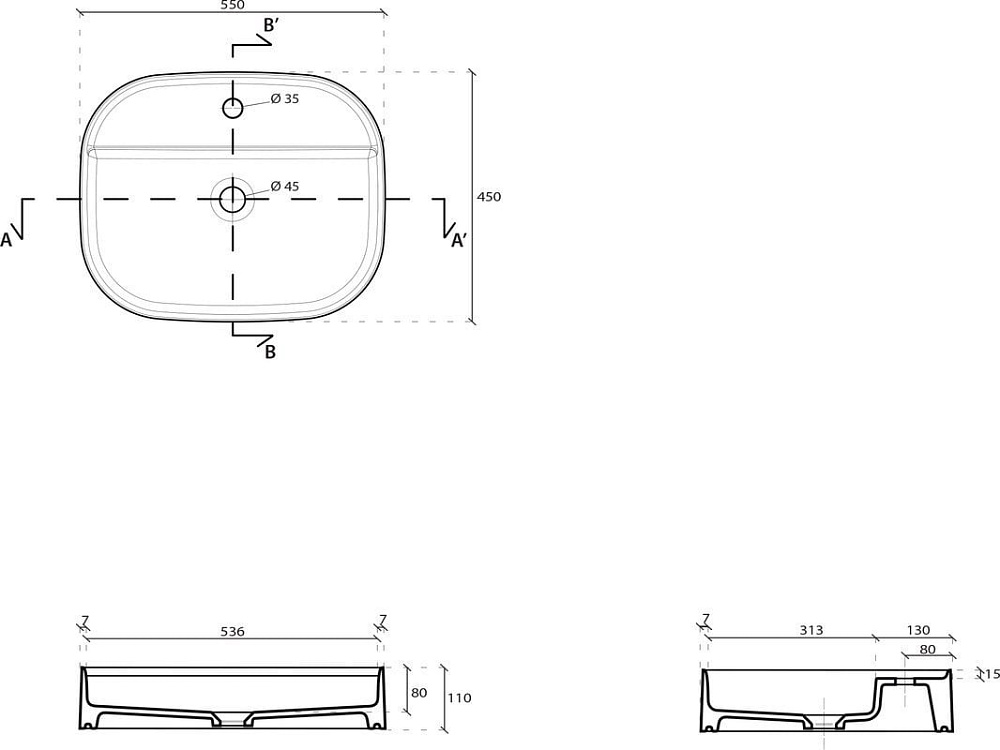 Накладная раковина Galassia SmartB 7401 55x45