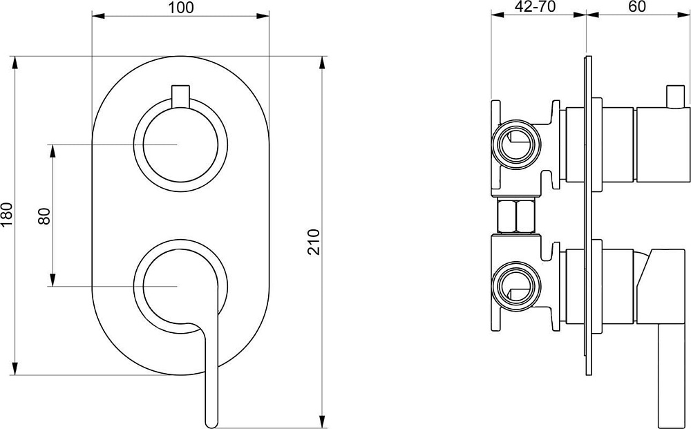 Встраиваемый смеситель Webert DoReMi DR860101015 С ВНУТРЕННЕЙ ЧАСТЬЮ, хром