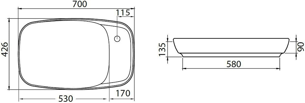 Накладная раковина Allen Brau Liberty 2 70х43 антрацит