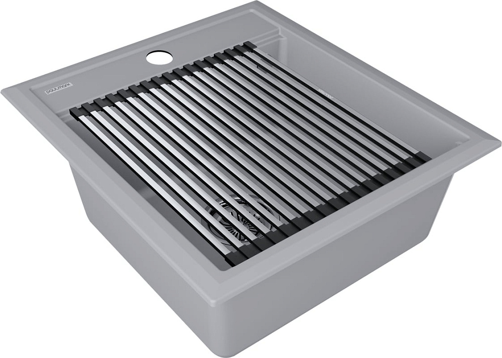 Мойка кухонная Paulmark Stepia + Step PM114651-GRS+R375-BS серый дым