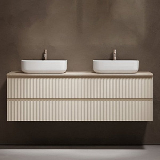 Тумба с раковиной Sancos Snob R 160 beige soft, столешница бежевая TT160A2X, раковина CN5043