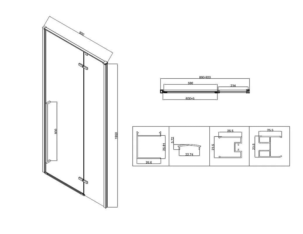 Душевой уголок Vincea Slim-N VSR-5SN9090CLB 90х90, профиль черный, стекло прозрачное