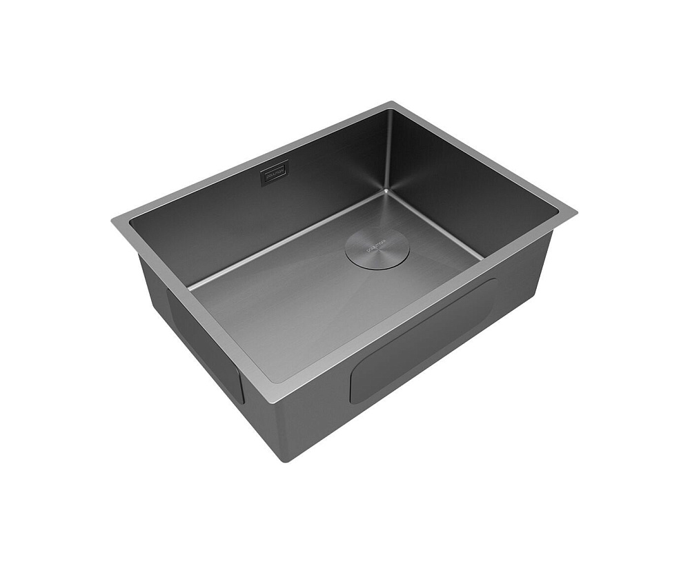 Мойка кухонная Paulmark Next-Skew 58 UNI, PM885844-GM-M, матовая вороненая сталь