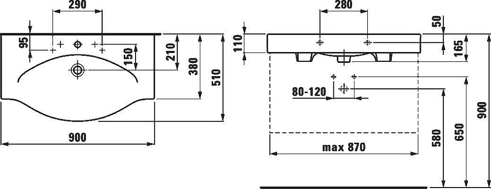 Мебельная раковина Laufen Palace 8.1170.2.000.104.R