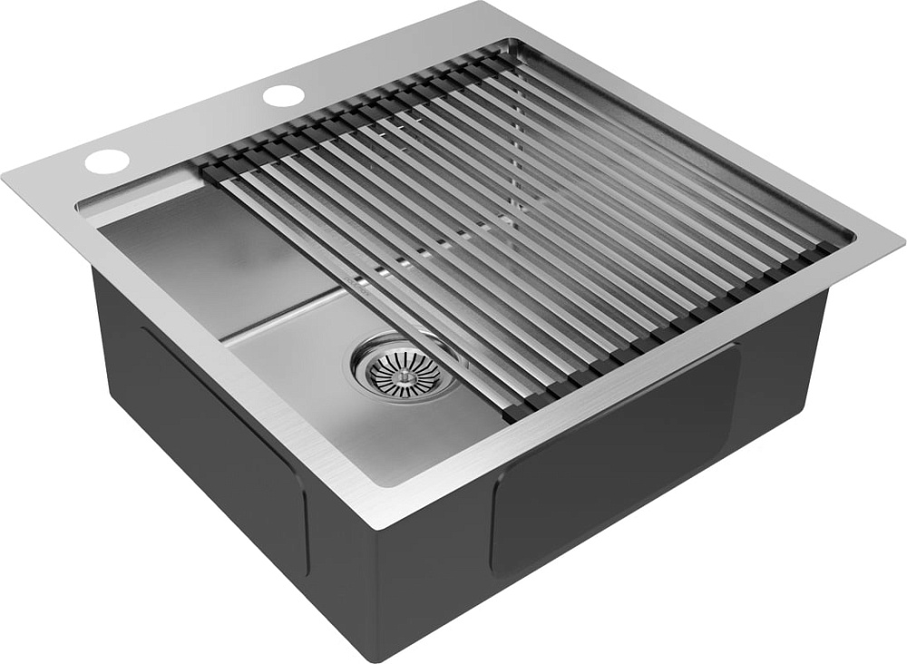 Мойка кухонная Paulmark Kroner + Pro PM705151-BS+R405-BS брашированная сталь