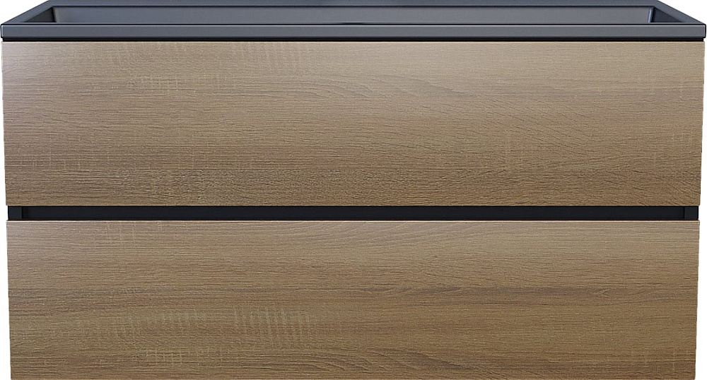 Тумба под раковину без столешницы Uperwood Barsa 100 подвесная, черная, дуб сонома