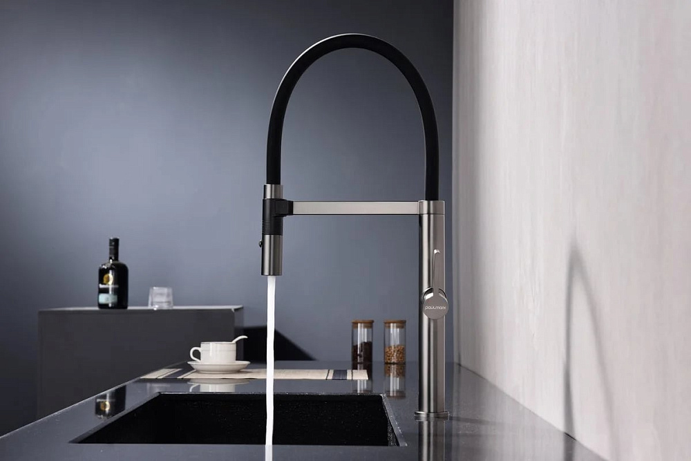 Смеситель для кухни Paulmark Leader Le214101-B с гибким изливом, беретта
