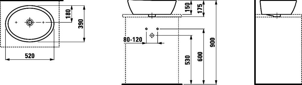 Накладная раковина Laufen Pro 8.1296.4.000.109.1