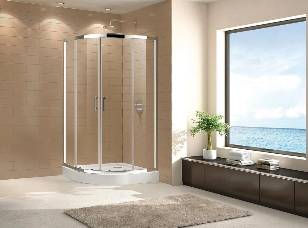 Душевой уголок Cezares Eco O-R-2 90x90, профиль хром, стекло прозрачное