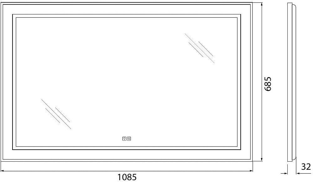 Зеркало BelBagno Kraft SPC-KRAFT-1085-685-TCH-WARM с подогревом