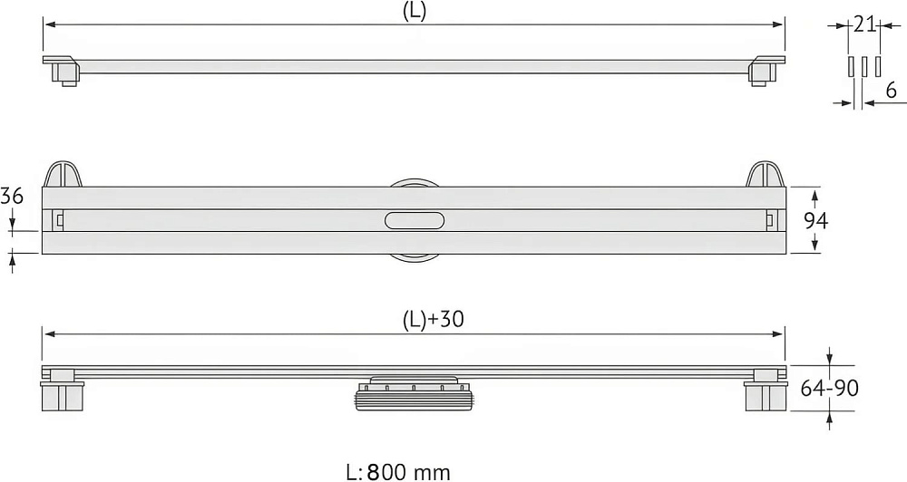 Душевой трап (лоток) Berges Super Slim 090054, 80 см