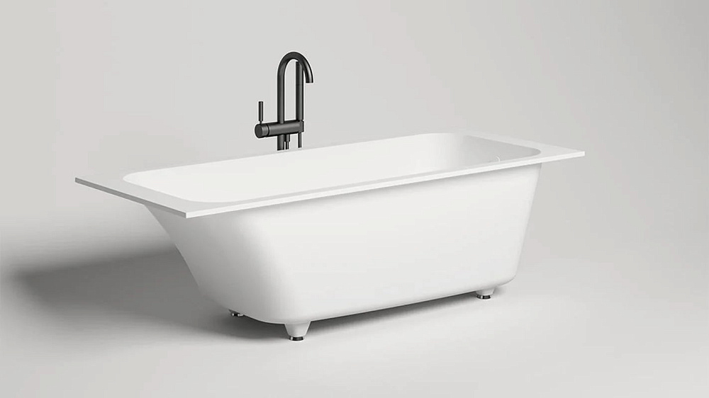 Ванна из искусственного камня Salini Orlanda S-Sense 170x75 см, встраиваемая, белая, на ножках