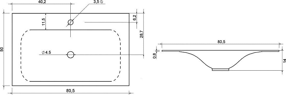 Мебельная раковина Vincea VCB-1F800W 80 см