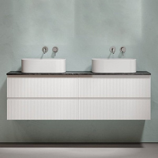 Тумба с раковиной Sancos Snob R 160 bianco, столешница черный мрамор TT160A1, раковина CN6052