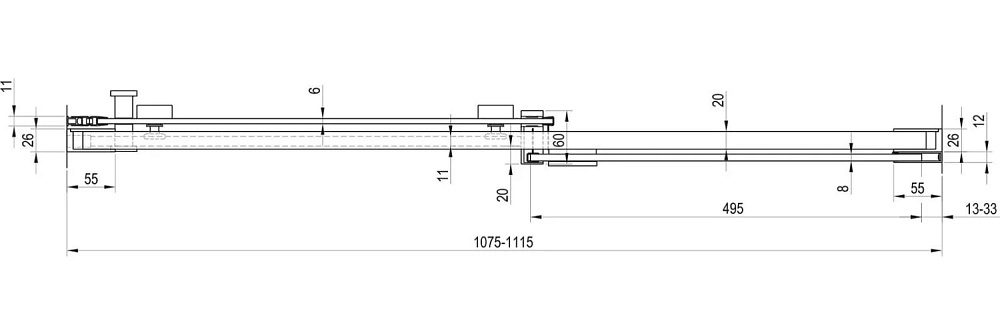 Душевая дверь в нишу Ravak Matrix MSD2-110 R Transparent, профиль белый