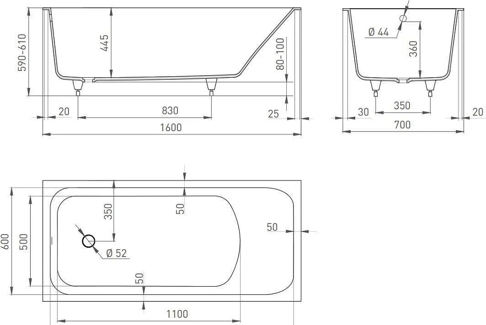 Ванна из искусственного камня Salini Orlanda S-Sense 160x70 см, встраиваемая, белая, на ножках